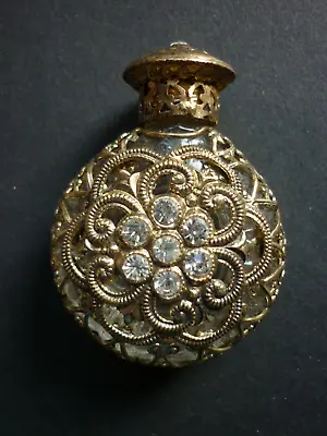 Buy Vintage Czech Bohemian Scent Perfume Bottle Clear Glass In Gilt Filigree Casing • 15£