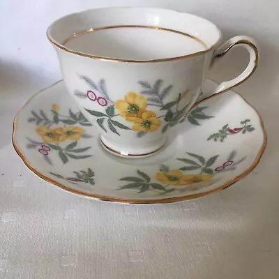 Buy Vintage Melba / Colclough Bone China  Tea Cup & Saucer Primrose Yellow Floral • 4.99£
