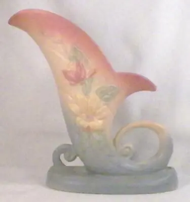 Buy Hull Magnolia Matte Cornucopia Vase 19-8 1/2 Pink Blue Yellow Art Pottery 1947 • 144.44£