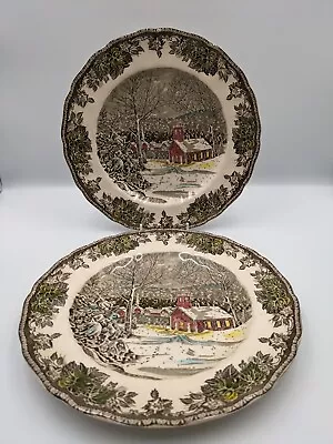 Buy 2x Vintage Johnson Brothers  Friendly Village  The School House  Dinner Plates • 19.98£