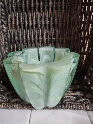 Buy Ecoglass Green Swirl Pressed Glass Bowl Spain • 21.23£
