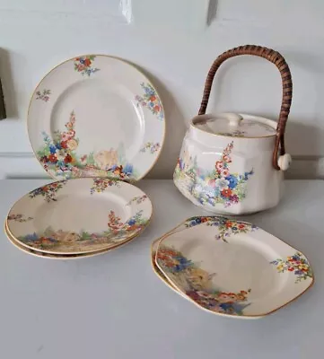 Buy Vintage Biscuit Barrel Tea Set Plates Swinnertons Hampton Ivory  • 24£