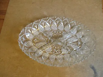 Buy Vintage French Oval Pressed Glass Serving Dish 11  - 4 Sections • 1.50£