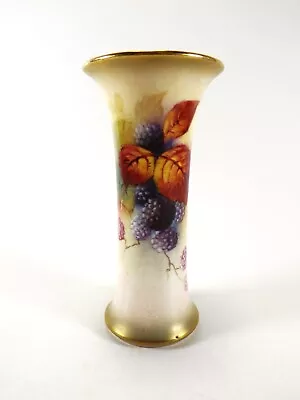 Buy Antique Royal Worcester Vase Hand Painted Berries & Leaves Signed By K Blake R86 • 46£