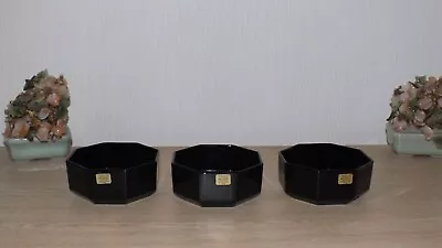 Buy Arcoroc Vintage Octime Black Glass Fruit Bowls X 3 - 11 Cms Across • 17.95£