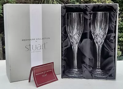 Buy Stuart Crystal Redhouse Collection Ashbury Champagne Flutes Glasses - New In Box • 14£