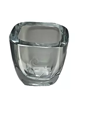 Buy Vintage Strombergshyttan Swedish Art Glass Crystal Vase Signed Etched Gazelle • 14.38£