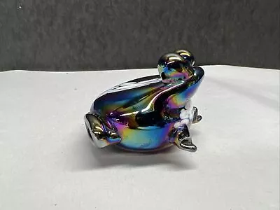 Buy Vintage Iridescent Glass Purple Blue Frog Paperweight Figurine Tall Hand Blown • 20.86£