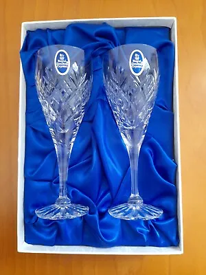 Buy Pair Of 2 Royal Doulton Elizabeth Pattern Boxed Crystal Glass Wine Glasses • 19.99£