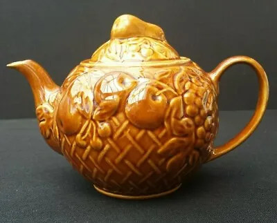 Buy WADE Of England ( Wade Heath) Brown Glazed Fruit Basket Teapot. Vintage.c. 1971+ • 9.95£