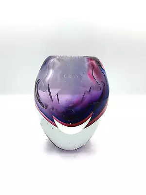 Buy Vintage Murano Art Glass Purple Vase Sommerso Flavio 1960 S Style Collector • 70.87£
