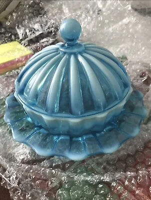 Buy Blue Victorian Davidson Covered Cheese Dish A/F Pls Read On • 0.99£
