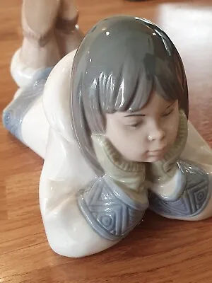 Buy Lladro Nao Eskimo Girl Figurine  Dreaming On Ice  H10cm X L18cm Vgc • 49.99£