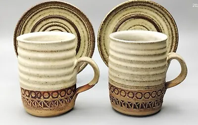 Buy 2 X Vintage 1970s Broadstairs Pottery Large Coffee Cups & Saucers  Diane Sanders • 19.95£