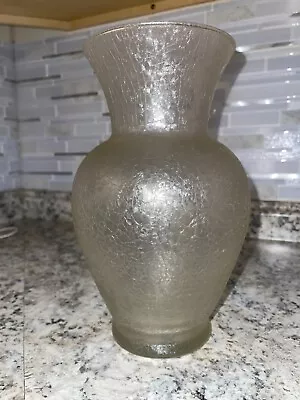 Buy Murano Hand Blown Clear Crackle Glass Vase - Vintage Murano Art Glass Vase • 94.87£
