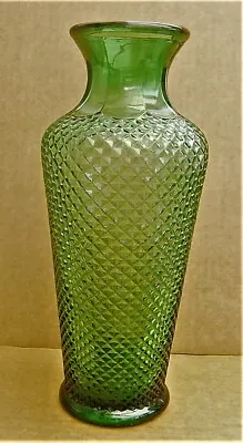 Buy Q971) Vintage Italian Green Diamond Pressed Hob Nail Texture Tall Vase • 19.50£