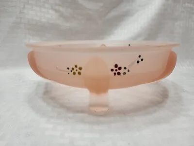 Buy Depression Era Anchor Hocking Pink Frosted Hand Painted 9 In Footed Glass Bowl • 14.43£