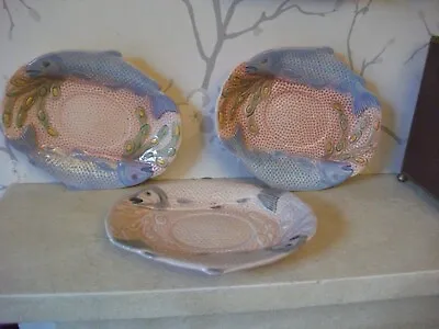 Buy Collection Three Vintage Melba Ware Plates/dishes Fish Pattern • 9.99£