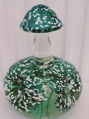 Buy Avondale Glass Mushroom Paperweight.Green,white.Dimpled Effect.Made In Wales. • 24.99£