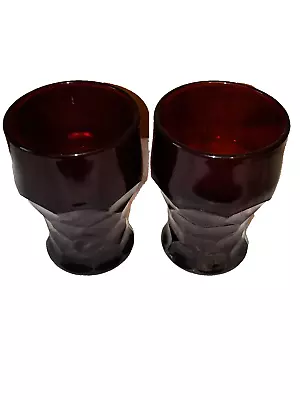 Buy Vintage Ruby Red Georgian Glass Tumblers Set Of  2 • 11.38£