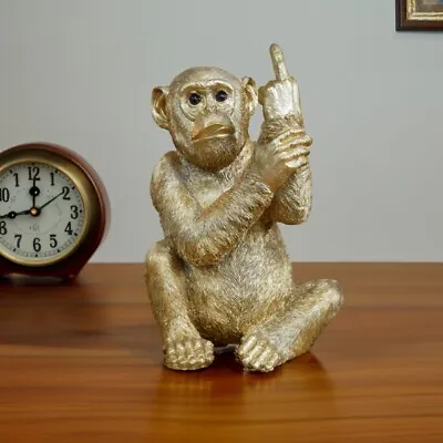 Buy Cheeky Monkey Ornament Rude Crude Large Gold Animal Sculpture Chimp Statue • 21.99£