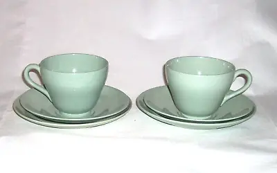 Buy SPODE  Vtg  Pair Of China Cups ,Saucers And Plates Trio In Flemish Green • 17.99£