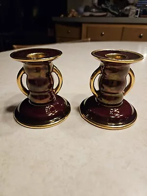 Buy Vintage Art Deco Styled Carlton Ware Rouge Royale Candle Holders • 18.89£