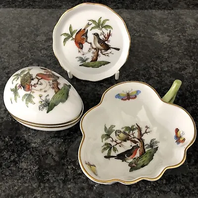 Buy Herend Porcelain China Rothschild Birds Trinket Tray Leaf Bowl, Plate & Egg VGC • 117£