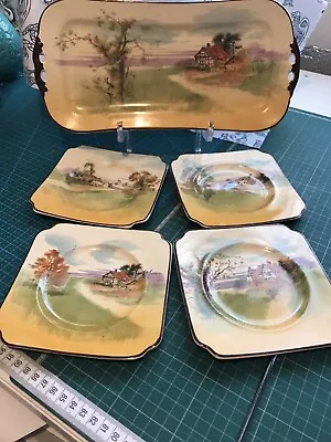 Buy Royal Doulton Vintage Sandwich Plate And Four Side Plates Hand Painted • 40£