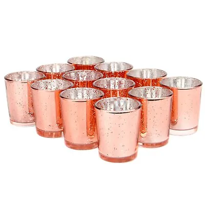 Buy Speckled Tea Light Holders Set Of 12 Rose Gold Stylish Glass Candle Holders| M&W • 10.99£