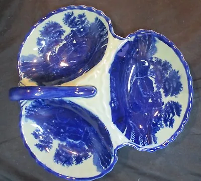 Buy Flow Blue Victoria Ironware Heavy Large Divided Handled Dish 11 3/4  Long • 56.77£