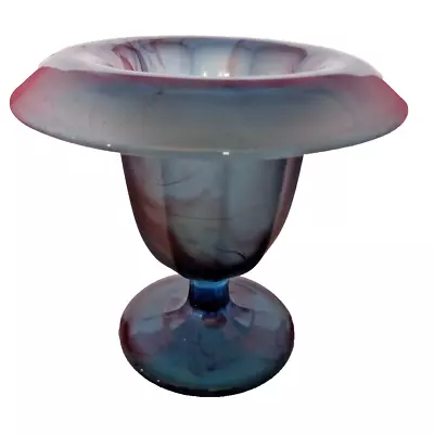 Buy Stunning Art Deco Davidson Blue Cloud Glass Urn Vase • 25£
