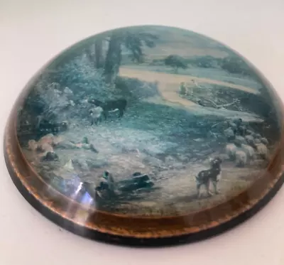 Buy Antique Glass Paperweight 9cm Diameter Country Scene • 6.50£