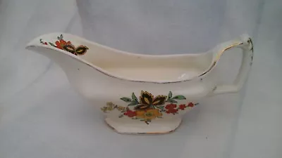 Buy Gravy Boat, Art Deco Style, Woods Ivory Ware, Octagonal Base And Floral Decor  • 8£