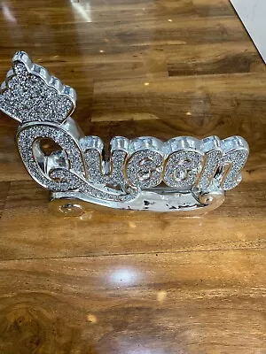 Buy Crushed Diamond Crystal Silver Queen Crown Ornament Shelf Sitter Bling New Home • 19.99£