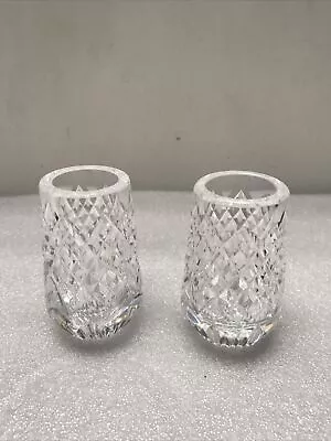 Buy Vintage Pair Small Tyrone Crystal Cappagh Vases Candle Holders Irish 8cm • 14.99£