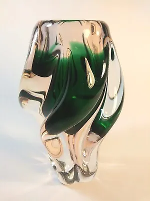 Buy  Czech  Art Glass Twist Vase Josef Hospodka  Chribska Green/Peach Heavy • 34.96£