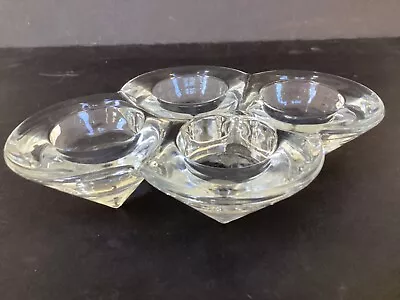Buy Late 20th Century Glass Cluster 4 Tea Light Candle Holder HEAVY • 24.99£