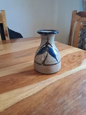 Buy Healy Pottery Ireland Small Bud Vase Stoneware Blue Leaf Design • 7£