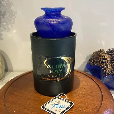 Buy VINTAGE Alum Bay IOW Glass Posy Vase, Iridescent Blue, In Original IOW Box • 5£