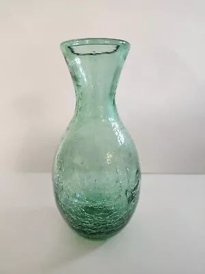 Buy Vintage Antique Blenko Blown Art Glass Vase In Sea Green Crackle Rare CW Mini  • 47.90£