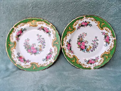 Buy 2 X 7  VINTAGE SIDE PLATES BY TUSCAN GREEN NAPLES PATTERN PERFECT CONDITION • 9.99£