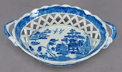 Buy Spode Blue Willow Transferware Pearlware Chestnut Basket Circa 1800-1810 • 155.84£