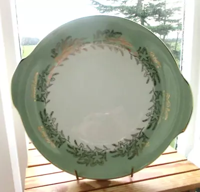 Buy Grindley  Satin White Cake /Sandwich  Plate (8 ) Green Band  - C1940s • 5.95£