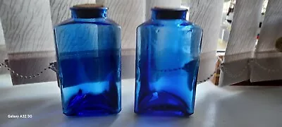 Buy 2 Blue Glass Triangular-shaped Decorative Bottles • 6.40£