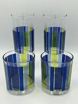 Buy Dartington Design France Low Ball Whiskey/2 Tumblers Glasses Striped Green Blue • 28.46£