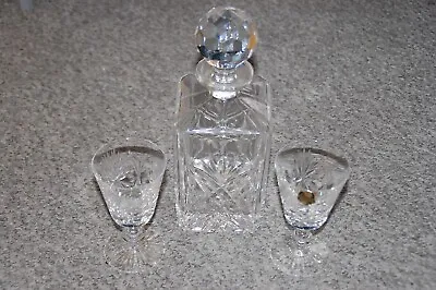 Buy Edinburgh Lead Crystal Heavy Cut Glass Decanter & 2 Glasses • 85£