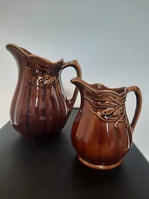 Buy VINTAGE ARTHUR WOOD Wheat Sheaf Jugs Brown Glazed Pottery Ceramic  • 15£