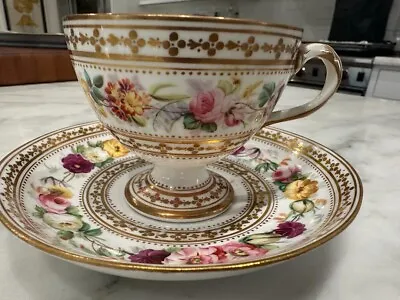 Buy Hicks Meigh Hand Painted Porcelain PinkGold Tea Cup Saucer C.1820-1830 Old Paris • 623.38£