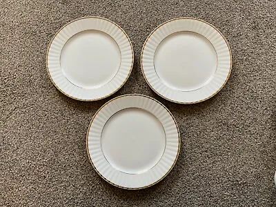 Buy 3 X ROYAL STAFFORD White And Gold Bone China 10¼ Inch Dinner Plates 26cm • 14.99£